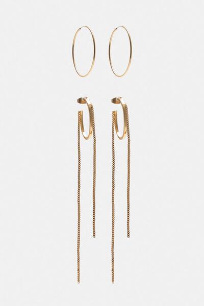 Pull & Bear 2'li Zincir Detaylı Küpe Seti