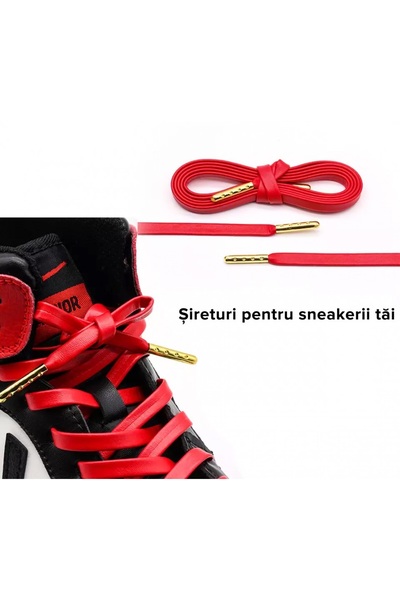 OEM Sireturi plate LQT din piele PU pentru sneaker 120 cm, rosu