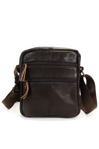 Dudlin Men's leather shoulder bag, coffee