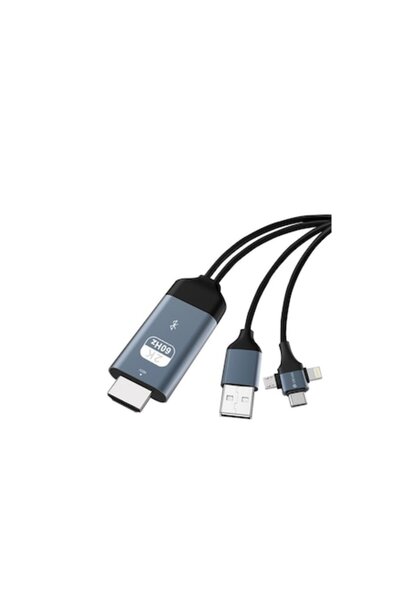 Bibilel Καλώδιο HDMI σε USB-C, Micro USB και Lightning 3 σε 1, 2 μέτρα, μαύρο...