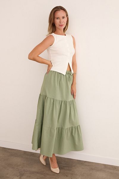 Fulla Moda Terry Cotton Fabric Skirt with Tie Waist