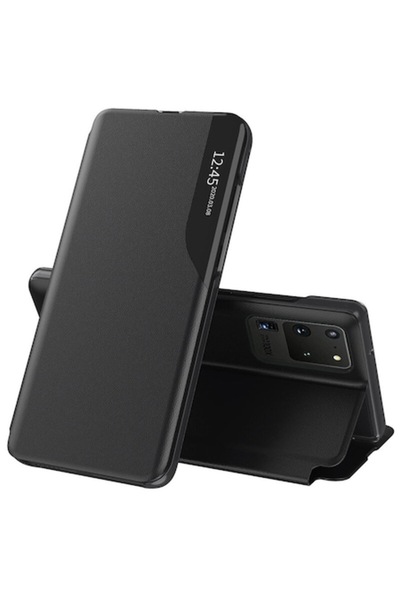 Evolium Husă compatibilă cu Samsung Galaxy S20 Ultra (4G/5G) - Rezistentă la șocuri, O23, piele vegană, negru intens