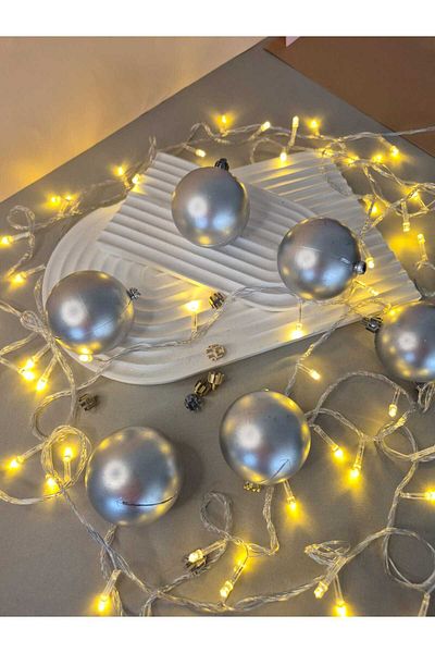 mıstıque home Christmas Tree Ornament 6 Pieces Large Matte Gray Ball Christmas Tree Ornament 6 cm