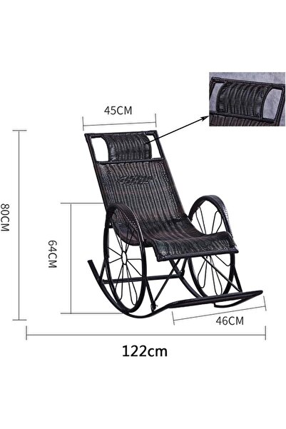 Generic Rattan Rocking Chair with Two Wheel Design for Porch Garden or Indoor Use - Brown