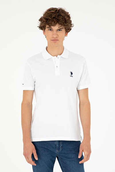 U.S. Polo Assn. Tricou Polo Slim fit cu logo discret alb