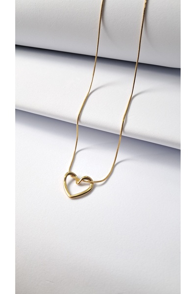 Zarafet Takı قلادة من الفولاذ على شكل قلب ملفوفة بسلسلة أنابيب مقاس 45 سم