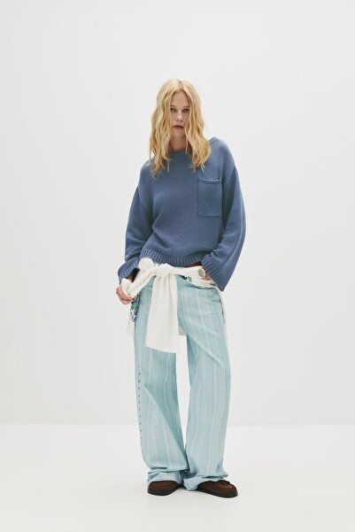 Pull & Bear Geniş yaka oversize kazak