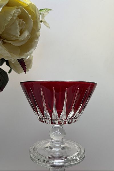 DECOSTYLE Multi-Purpose Ruby Decorated Colorful Foot Bowl 345 Cc Cake, Ice Cream Salad Magnolia