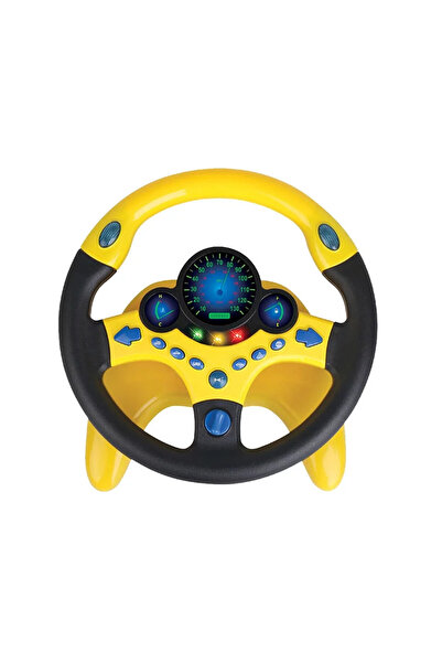 Toy Volan pentru copii cu sunete și lumini, suport și ventuze, galben