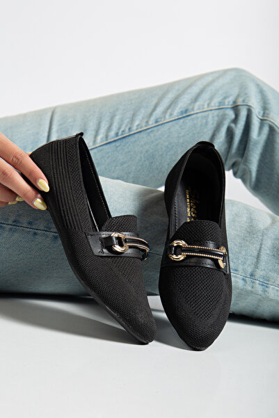 DİORİN Mocasin de damă Mocasin cu cataramă mare Pantofi casual negri