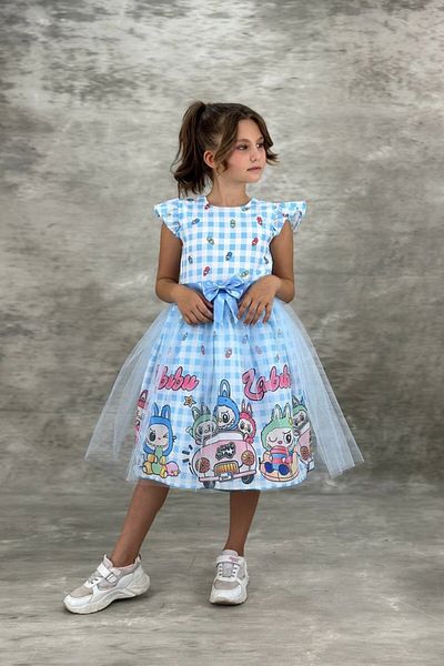 ABİYEKİDS Labubu Character Tulle Detailed Children's Dress Aby4481