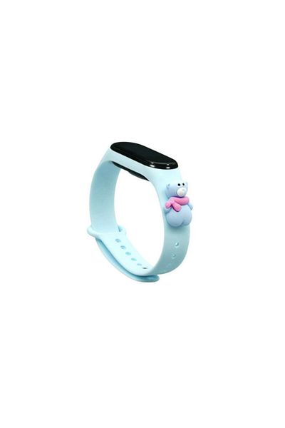 SOHO Curea fitness compatibilă cu Xiaomi Mi Band 3 și Mi Band 4, design ursuleț albastru, albastru