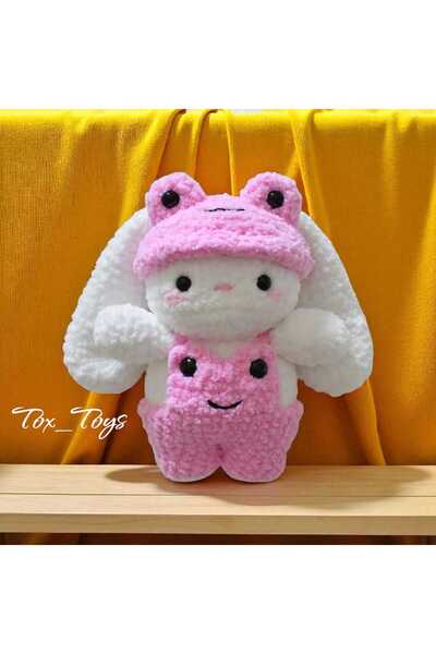 Toystox amigurumi % 100 el yapımı pembe elbiseli örgü oyuncak
