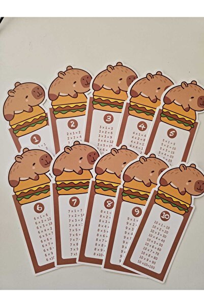 DESİGN Çarpım Tablosu Kartları Capybara özel kesim zincirli