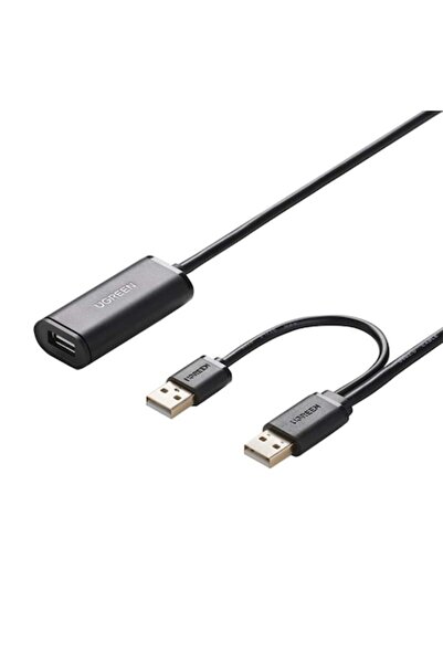 Ugreen Active extension cable, 2x USB 2.0 male to USB female, 10m, Black