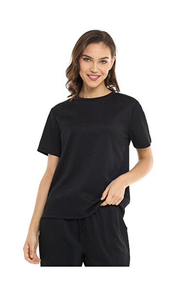 R&B Texture T-Shirt with Crew Neck and Short Sleeves