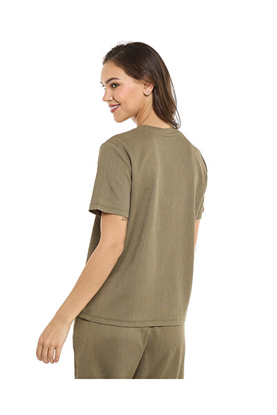 R&B Texture T-Shirt with Crew Neck and Short Sleeves