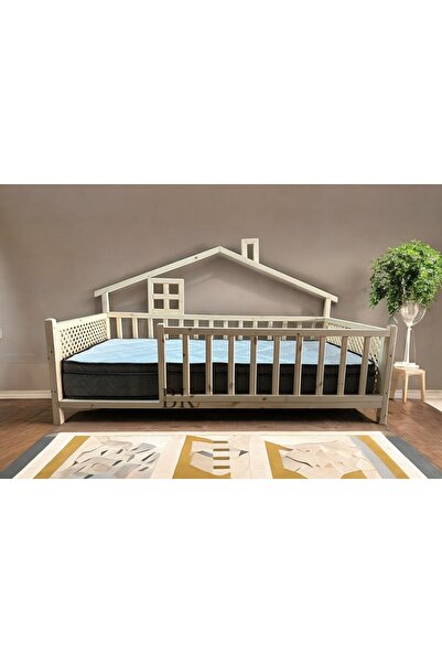 HALL BREATHE Doğal Ahşap Montessori Bebek ve Çocuk Karyolası, Kahverengi, Sağ...