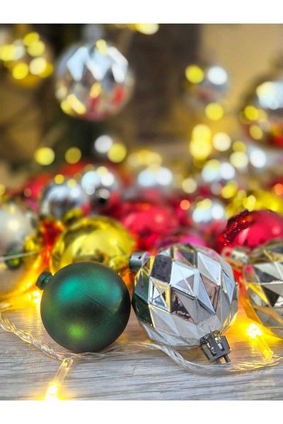 mıstıque home Christmas Tree Ornament 6 Pieces Silver Patterned Ball Christmas Tree Ornament 6 cm