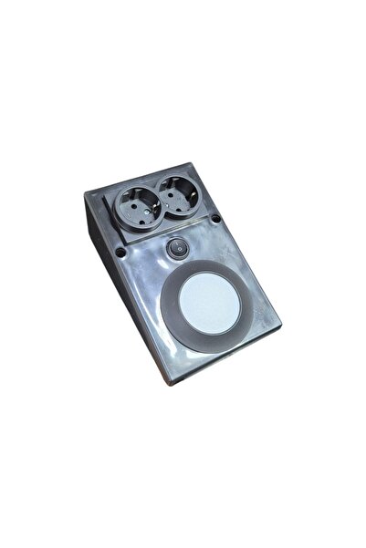 AGS Pastik Tezgah Altı Led Armatür Çift Priz Sistemli Siyah Renk (BEYAZ IŞIK)