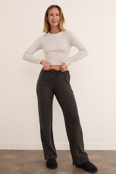 Fulla Moda Soft Palazzo Trousers with Tie Waist