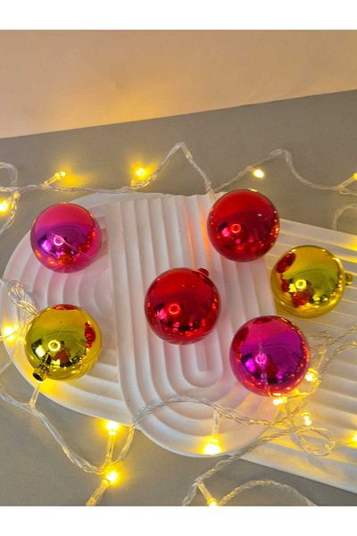 mıstıque home Christmas Tree Ornament 6 Pieces Large Matte Gray Ball Christmas Tree Ornament 6 cm