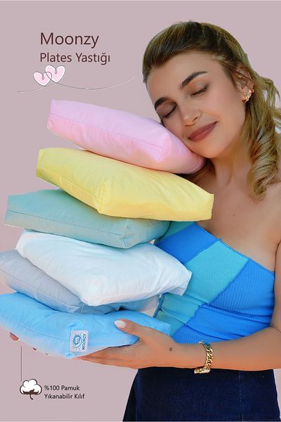 moonzy - minimalist & cozy Multi-Purpose Washable Pilates and Support Pillow with Cover – 100% Cotton Plate Pillow