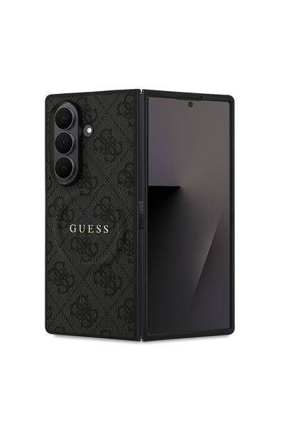 Guess Galaxy Z Fold 7 Uyumlu Kılıf Lisanslı M-safe Özellikli 4G Desen Yazı Logolu Kapak Siyah
