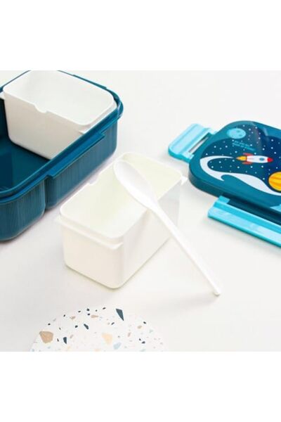 Twisoo Kids Space Lunch Box and Water Bottle Combo Set - 1800ml Leakproof 3-Compartment Lunchbox wit