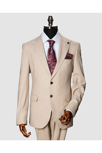 echol Ech. 2344 Textured Narrow Striped Double Breasted Suit
