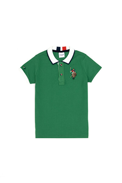 U.S. Polo Assn. Tricou Polo Baietel Verde Cu Logo Mare Color