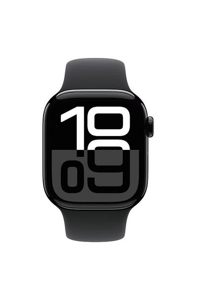 Apple Smartwatch Watch 10 GPS, Jet Black Aluminium 42mm, LTPO OLED, 64GB, Silicone Band S/M (Black)