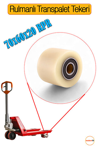 Badem10 70x60x20 mm Transpalet Tekeri RPR Rulmanlı Bilyalı Beyaz Tekerlek Pal...