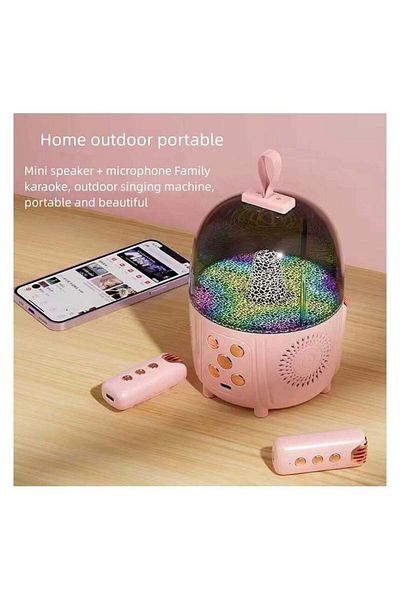 genernic Q-3 Led Light Outdoor Party Box Portable Audio Player Heavy Bass Karaoke Speakers With Wireless Micr