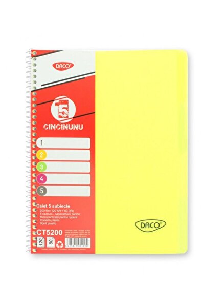 Daco Caiet A4 200 file 5 subiecte Eminent, galben