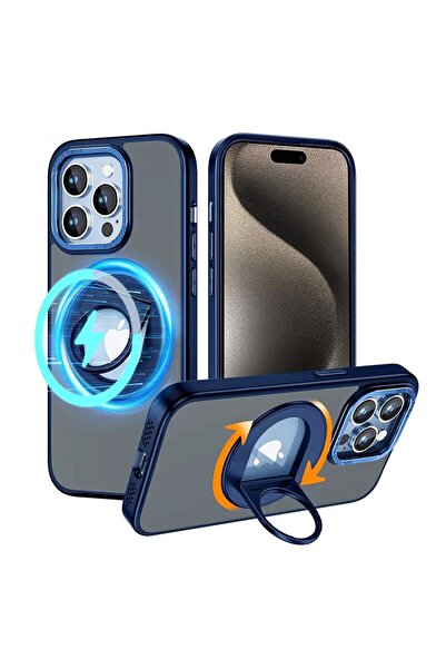 OEM Husă de protecție pentru iPhone 15 Pro Max, UltraX, seria MagSafe Ghost Holder, G490, albastru mat