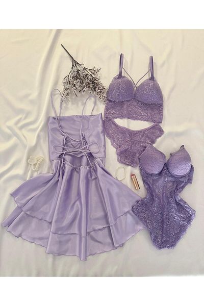 MH Moony Homewears Superdrie Satin Nightgown Underwear Dowry Set