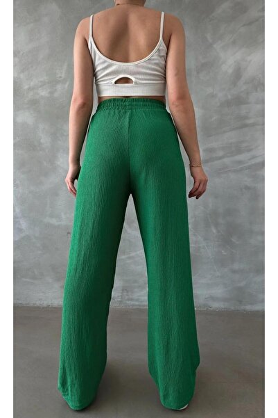 Pubi Fitting in Plus Size High-Waist Elastic Women's Palazzo Spider Fabric Pants