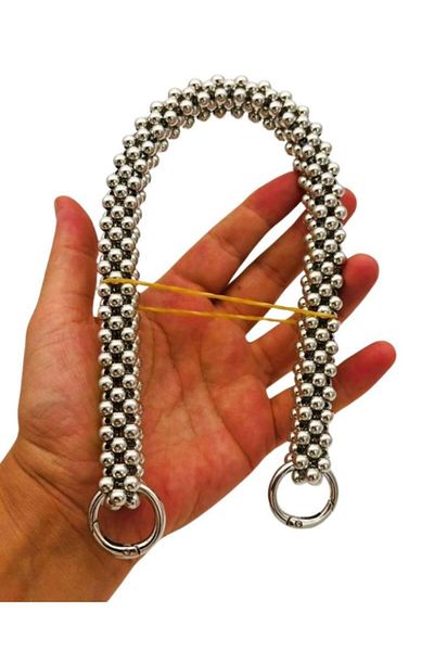angel çanta aksesuar Angel Bag Accessory Silver Color 39 cm Beaded Bag Handle Silver Metal
