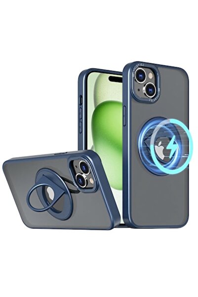 OEM Husă de protecție pentru iPhone 15 Plus, UltraX, seria MagSafe Ghost Holder, G486, metalică, albastru mat