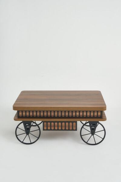 HALL BREATHE Çok fonksiyonlu ceviz renk akıllı sehpa ve çalışma masası, rahat...