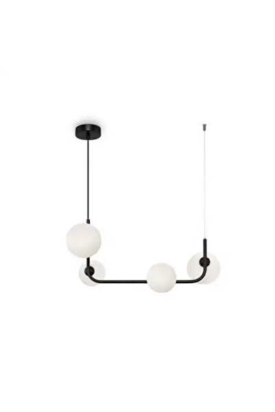 LED CONCEPT Chandelier with lampshades, black, asymmetrical, 64x26x100cm, bulb type 4xE27