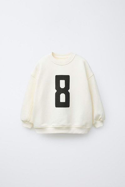 Magu Boy's Cotton Ecru 8 Printed Sweatshirt and Tracksuit Bottom Set