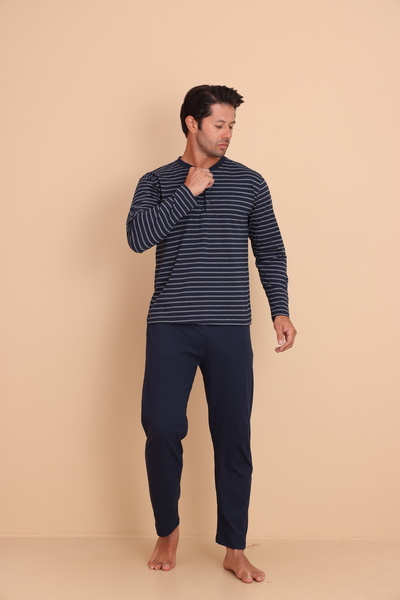 Redline Heat Regular Lacivert Erkek Uzun Kol Pijama Takımı