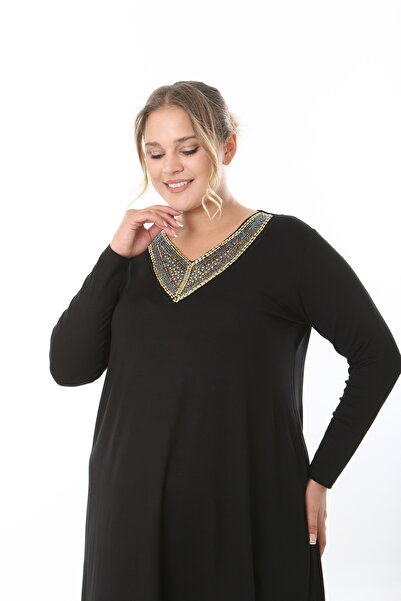 XL Modam Women's Lycra Viscose Collar Stone Plus Size Dress