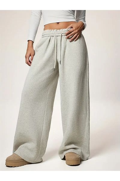 LOSSİA Women's Gray Baggy Plus Size Loose Cut Quality Stretchy Comfortable Fabric Sweatpantsiııııı Dfghdfhyus