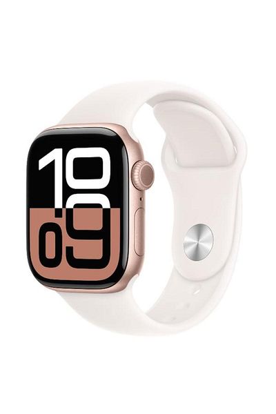 Apple Smartwatch Watch 10 GPS, Rose Gold Aluminium Case 42mm, LTPO OLED Screen, 64GB, Silicon Light