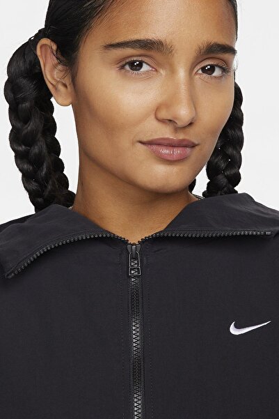 Nike Jachetă cu glugă oversize din țesătură ușoară Trend pentru femei, cu talie ajustată, cu glugă