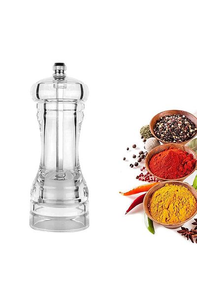 Generic Acrylic spice grinder, typically used for grinding pepper, salt, or other spices.
