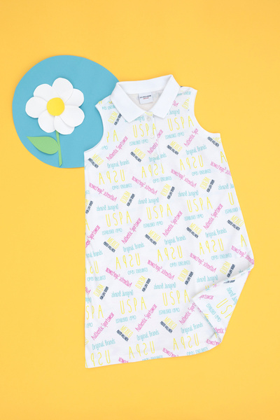 U.S. Polo Assn. Rochie midi fără mâneci cu imprimeu text